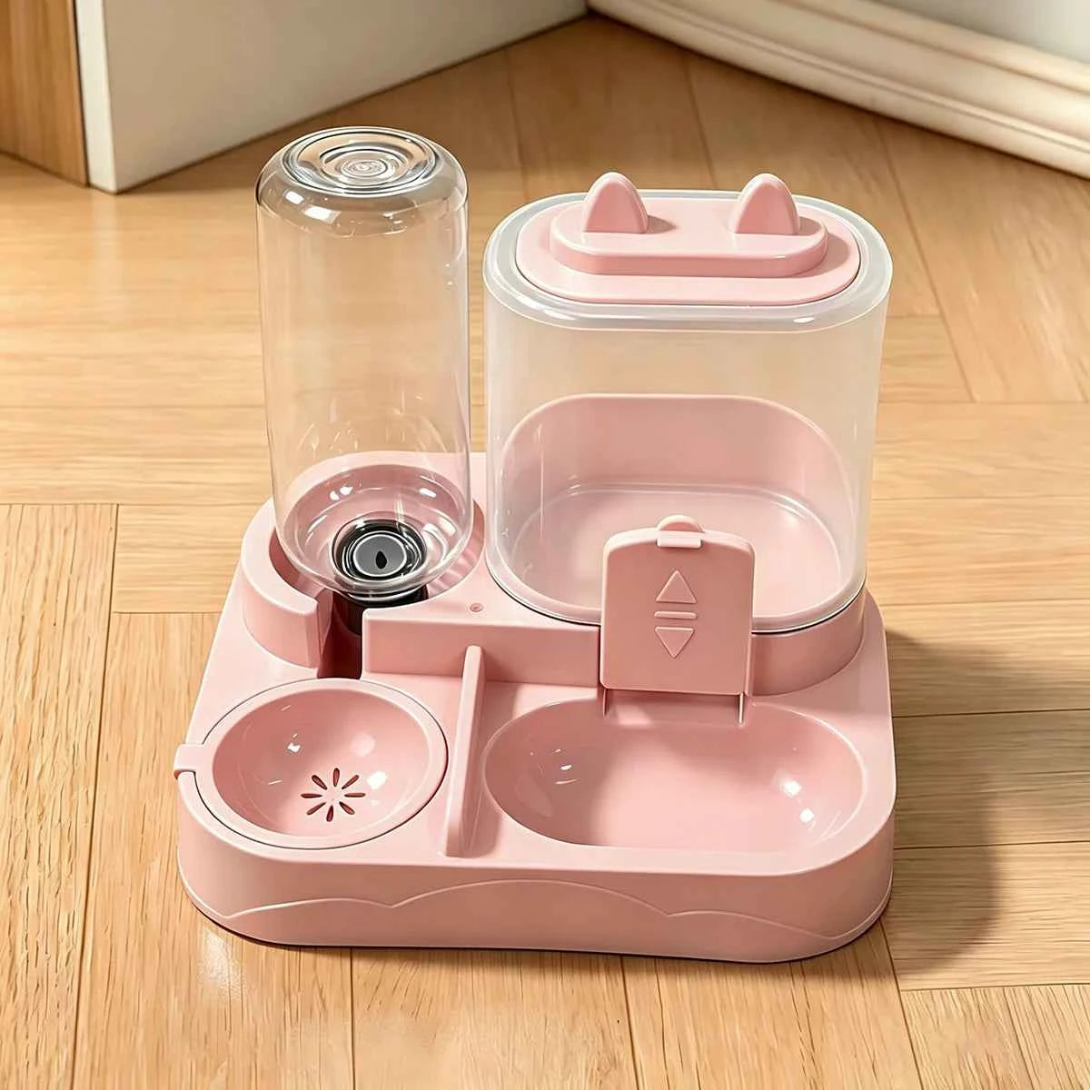 2-in-1 Large Pet Feeder & Water Dispenser, Dry Wet Separation, Durable Plastic, Transparent, No Battery, For Cats Dogs Travel - PAW Bolt