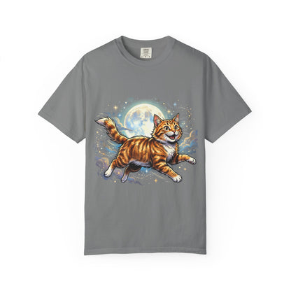 Moonlit Ginger Cat T-Shirt — Playful Orange Tabby Illustration Tee