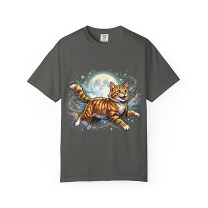Moonlit Ginger Cat T-Shirt — Playful Orange Tabby Illustration Tee