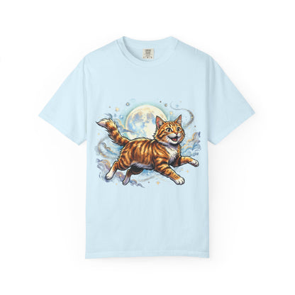 Moonlit Ginger Cat T-Shirt — Playful Orange Tabby Illustration Tee