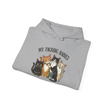 Cat Hoodie - "My Faching Babies" Cute Cat Family Pullover for Cat Lovers
