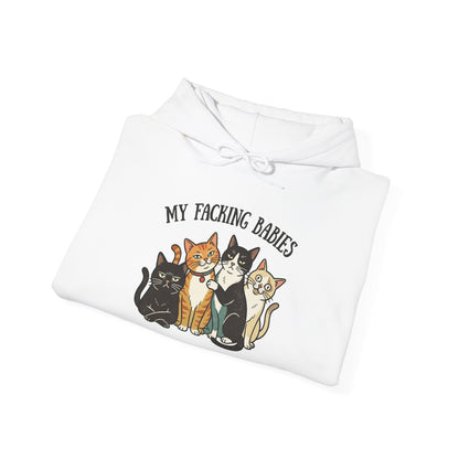 Cat Hoodie - "My Faching Babies" Cute Cat Family Pullover for Cat Lovers