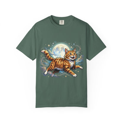Moonlit Ginger Cat T-Shirt — Playful Orange Tabby Illustration Tee