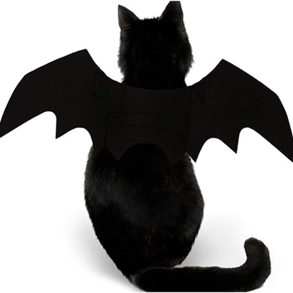 Fun Cat Bat Wings Costume for Cats (14-17in Chest), Adjustable Dog Bat Wings for Puppies, Black Felt Halloween Pet Costume