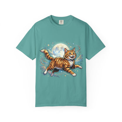 Moonlit Ginger Cat T-Shirt — Playful Orange Tabby Illustration Tee