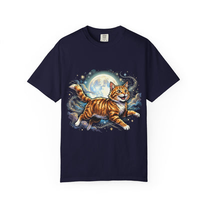 Moonlit Ginger Cat T-Shirt — Playful Orange Tabby Illustration Tee