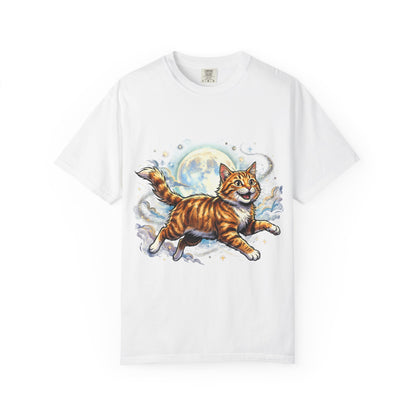 Moonlit Ginger Cat T-Shirt — Playful Orange Tabby Illustration Tee