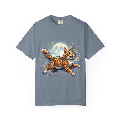 Moonlit Ginger Cat T-Shirt — Playful Orange Tabby Illustration Tee