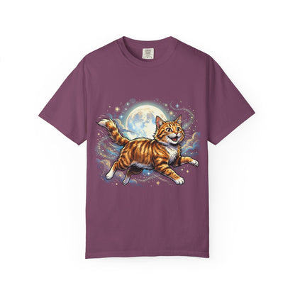 Moonlit Ginger Cat T-Shirt — Playful Orange Tabby Illustration Tee