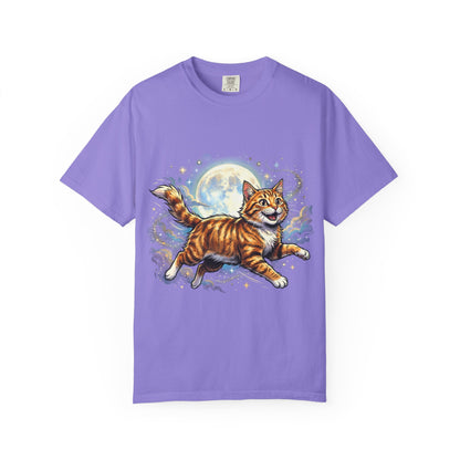 Moonlit Ginger Cat T-Shirt — Playful Orange Tabby Illustration Tee