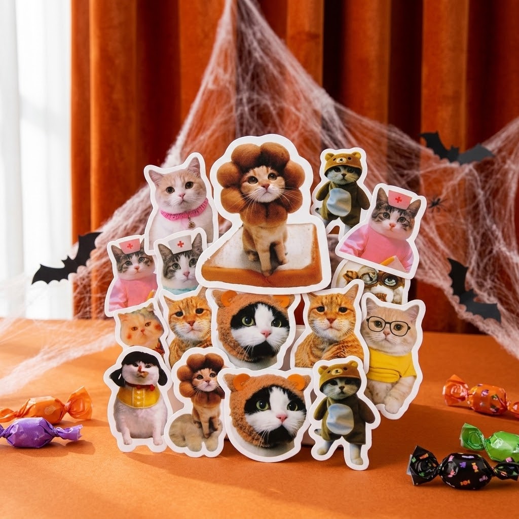 10/50/100pcs Funny Cat Stickers Cartoon Cute Decals Toy Stationery Guitar Phone Bicycle Laptop Luggage Car Graffiti Kids Sticker