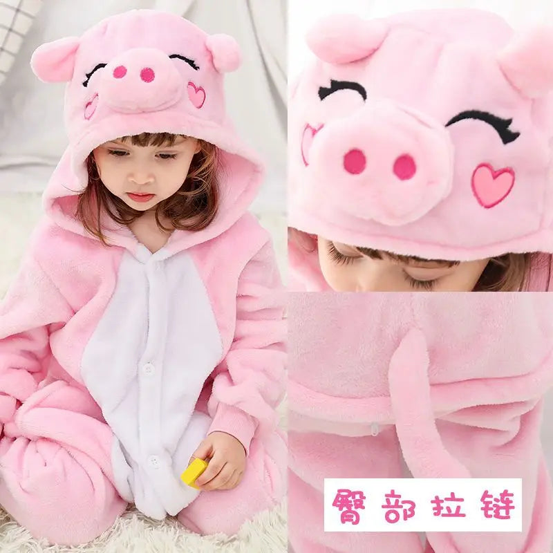 New Kigurumi Cat Onesie Kids Unicorn Pajamas for Children Animal Cartoon Blanket Sleepers Baby Costume Winter Boy Girl Jumspuit
