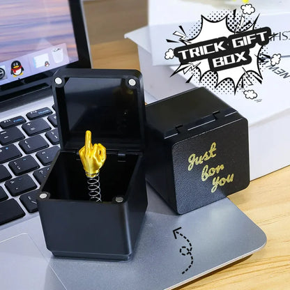Funny Middle Finger in a Box – Novelty Desk Decor & Gag Gift for Office, Home, Halloween & Birthdays