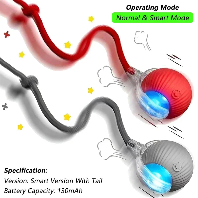 Cat Interactive Ball Toy Automatic Rolling Ball Faux Tail Rechargeable Smart Pet Electric Toy - PAW Bolt