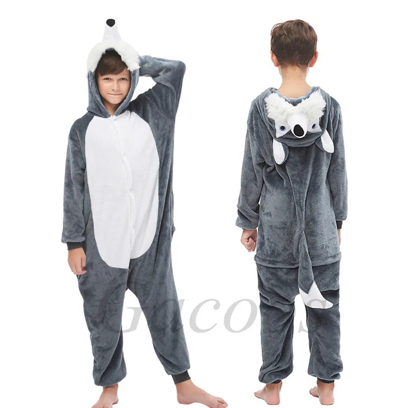 New Kigurumi Cat Onesie Kids Unicorn Pajamas for Children Animal Cartoon Blanket Sleepers Baby Costume Winter Boy Girl Jumspuit
