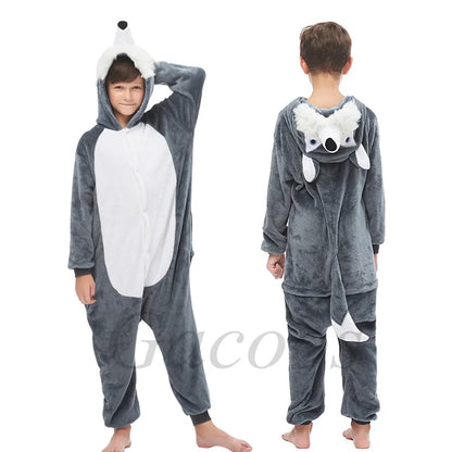 New Kigurumi Cat Onesie Kids Unicorn Pajamas for Children Animal Cartoon Blanket Sleepers Baby Costume Winter Boy Girl Jumspuit
