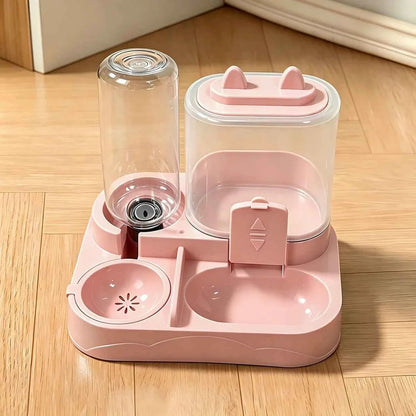 2-in-1 Large Pet Feeder & Water Dispenser, Dry Wet Separation, Durable Plastic, Transparent, No Battery, For Cats Dogs Travel - PAW Bolt