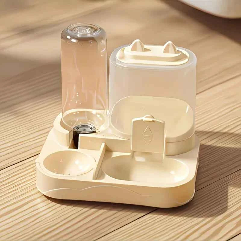 2-in-1 Large Pet Feeder & Water Dispenser, Dry Wet Separation, Durable Plastic, Transparent, No Battery, For Cats Dogs Travel - PAW Bolt