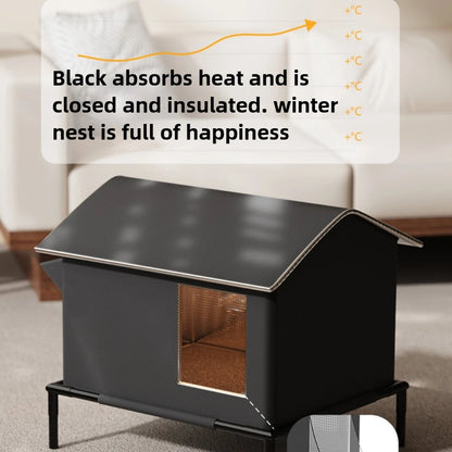 Winter Insulated Warm Outdoor Cat House for Stray Cat Weatherproof Elevated Cat Shelter with Escape Door Feral Cat Shelter Bed