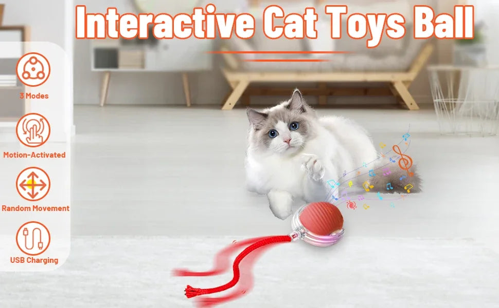 Cat Interactive Ball Toy Automatic Rolling Ball Faux Tail Rechargeable Smart Pet Electric Toy - PAW Bolt