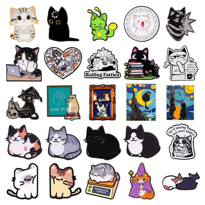 Van Gogh Starry Night Cat Enamel Brooches Cute Cat Lapel Pins Badge on Backpack Costume Accessories Fashion Jewelry Gifts