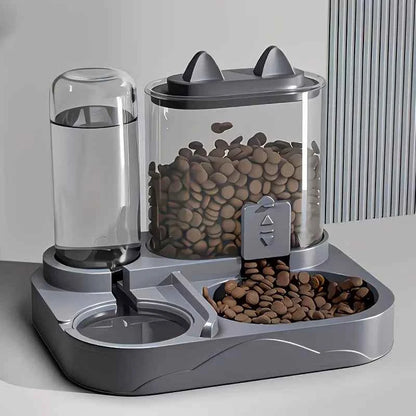 2-in-1 Large Pet Feeder & Water Dispenser, Dry Wet Separation, Durable Plastic, Transparent, No Battery, For Cats Dogs Travel - PAW Bolt