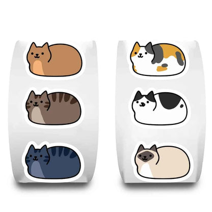 500PCS Kawaii Cartoon Cat Tuo Roll Stickers Skateboard Laptop Luggage Scrapbook Cool Phone Gift Waterproof Phone Cute Sticker