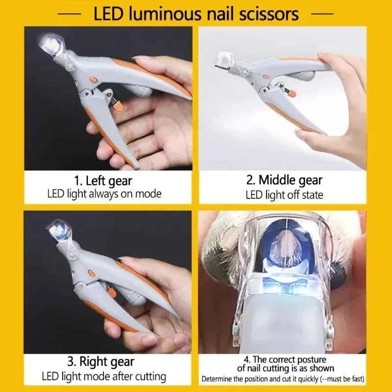 LED Light Pet Nail Clipper With Amplification Function Dog Cat Special Nail Trimmer Tool Pet Grooming Cleaning Supplies - PAW Bolt