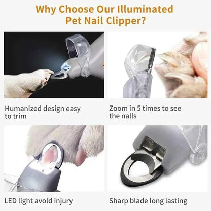 LED Light Pet Nail Clipper With Amplification Function Dog Cat Special Nail Trimmer Tool Pet Grooming Cleaning Supplies - PAW Bolt