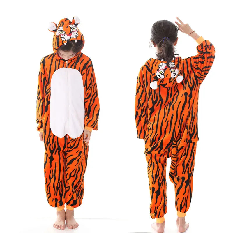 New Kigurumi Cat Onesie Kids Unicorn Pajamas for Children Animal Cartoon Blanket Sleepers Baby Costume Winter Boy Girl Jumspuit
