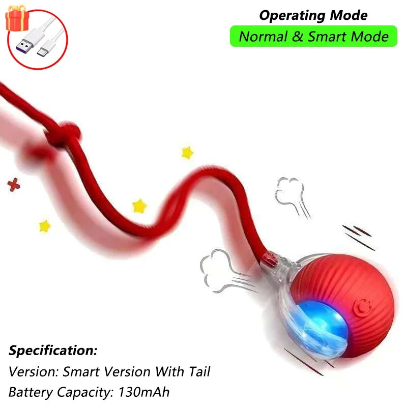 Cat Interactive Ball Toy Automatic Rolling Ball Faux Tail Rechargeable Smart Pet Electric Toy - PAW Bolt