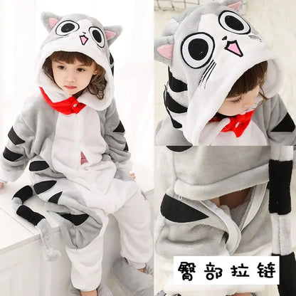 New Kigurumi Cat Onesie Kids Unicorn Pajamas for Children Animal Cartoon Blanket Sleepers Baby Costume Winter Boy Girl Jumspuit