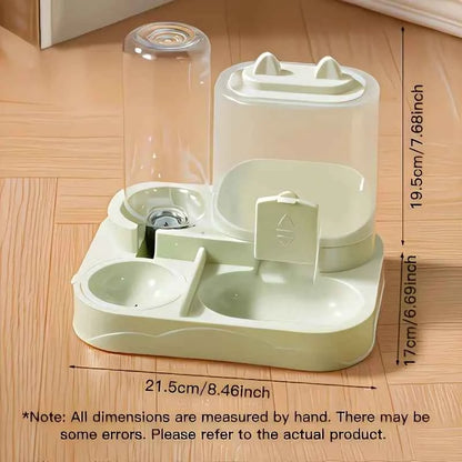 2-in-1 Large Pet Feeder & Water Dispenser, Dry Wet Separation, Durable Plastic, Transparent, No Battery, For Cats Dogs Travel - PAW Bolt