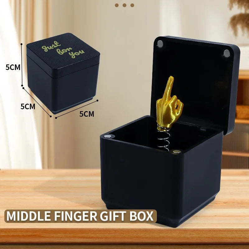 Funny Middle Finger in a Box – Novelty Desk Decor & Gag Gift for Office, Home, Halloween & Birthdays