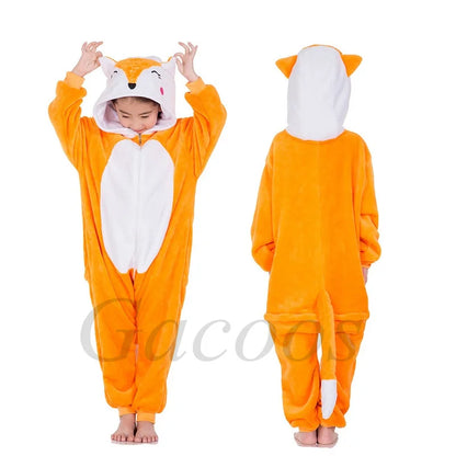 New Kigurumi Cat Onesie Kids Unicorn Pajamas for Children Animal Cartoon Blanket Sleepers Baby Costume Winter Boy Girl Jumspuit