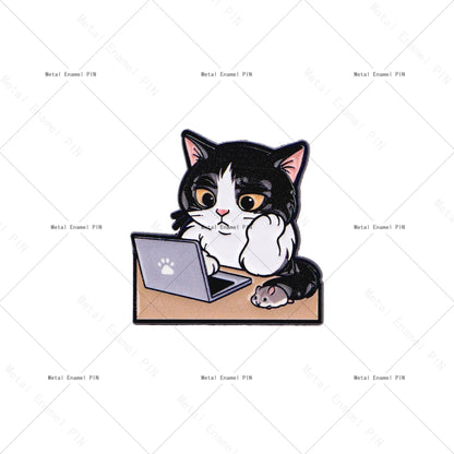 Van Gogh Starry Night Cat Enamel Brooches Cute Cat Lapel Pins Badge on Backpack Costume Accessories Fashion Jewelry Gifts