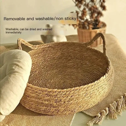Purely natural woven cat bed, universal washable pad, pet supplies accessory, Suitable for winter,suitable for all seasons.