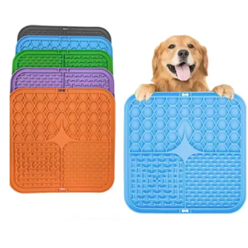 Pet Slow Feeder Lick Mat - Calming Silicone Bath & Snack Mat - PAW Bolt