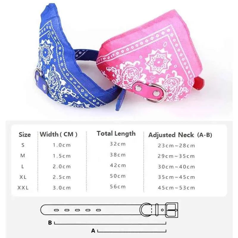 Adjustable Dog Bandana- Leather- Printed Soft Collar For Dog -Sizes S-XL-Scarf Collar For Chihuahua Puppy Pet Neckerchief-Collars/Leashes - PAW Bolt