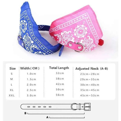 Adjustable Dog Bandana- Leather- Printed Soft Collar For Dog -Sizes S-XL-Scarf Collar For Chihuahua Puppy Pet Neckerchief-Collars/Leashes - PAW Bolt