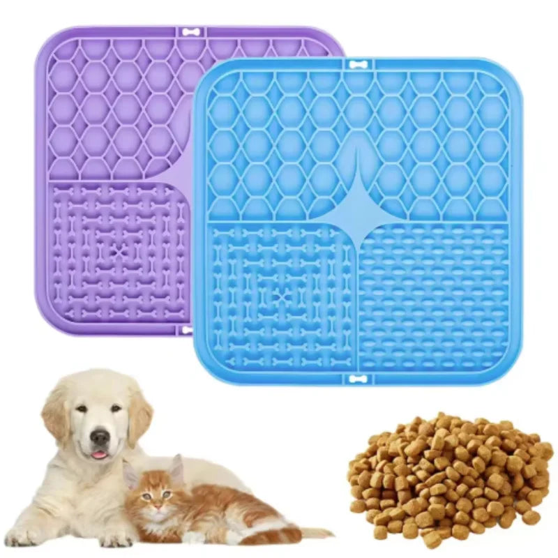 Pet Slow Feeder Lick Mat - Calming Silicone Bath & Snack Mat - PAW Bolt