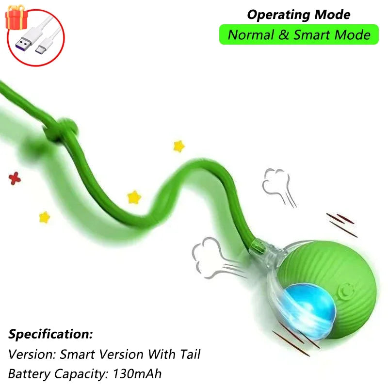 Cat Interactive Ball Toy Automatic Rolling Ball Faux Tail Rechargeable Smart Pet Electric Toy - PAW Bolt