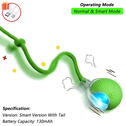 Cat Interactive Ball Toy Automatic Rolling Ball Faux Tail Rechargeable Smart Pet Electric Toy - PAW Bolt