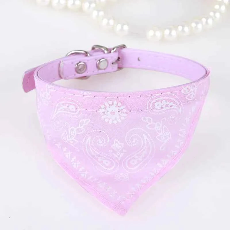 Adjustable Dog Bandana- Leather- Printed Soft Collar For Dog -Sizes S-XL-Scarf Collar For Chihuahua Puppy Pet Neckerchief-Collars/Leashes - PAW Bolt