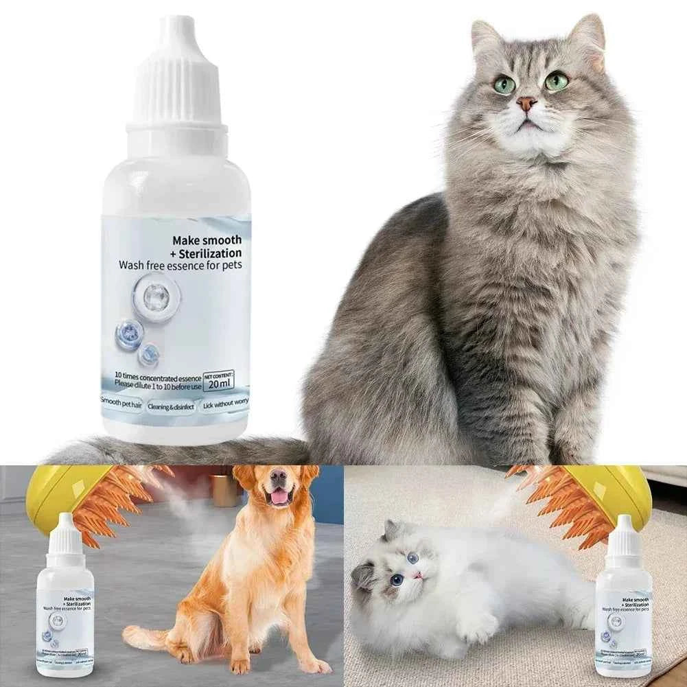 3-5pcs Cat Steam Brush Wash Free Essence Hair Serum Animal Grooming Essence Cat Dog Depilation for Cat Steamy Brush Pet Cleaning - PAW Bolt
