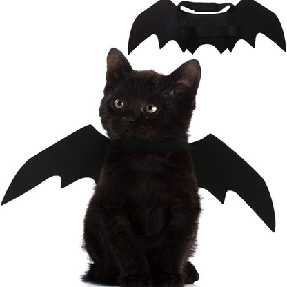 Fun Cat Bat Wings Costume for Cats (14-17in Chest), Adjustable Dog Bat Wings for Puppies, Black Felt Halloween Pet Costume
