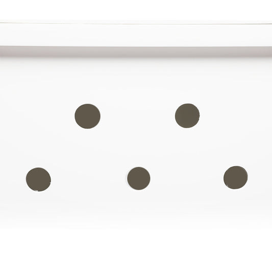 Five black dots arranged like the number five on a die, set against a plain white background—evoking the understated yet chic design elements seen in the PaWz Cat Litter Box Mat Fully Enclosed, a modern cat litter box enclosure that also doubles as a side table.